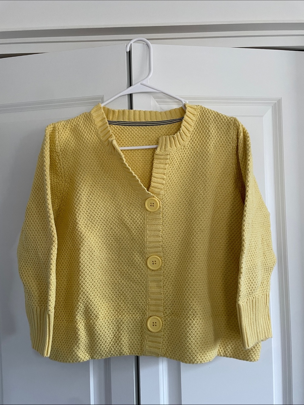 Yellow Textured Button-Front Women's Sweater
